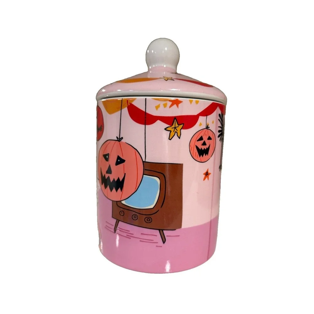 Peanuts Gang Snoopy‎ Pink Halloween Party Ceramic Candy or Cookie Jar Canister